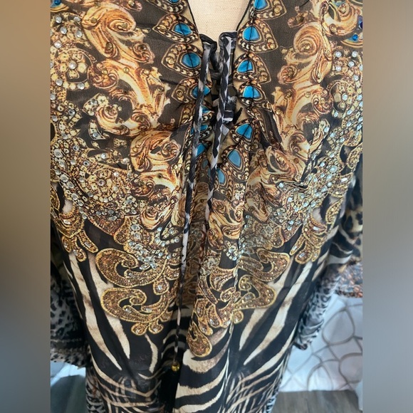 NWT True Colours by La Moda Animal Print Swim Cover Up Caftan Dress One Size - Picture 10 of 12